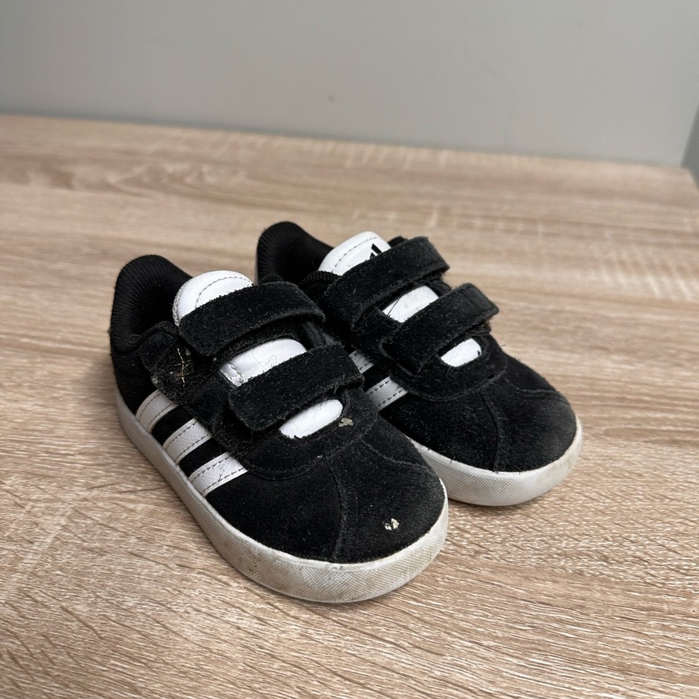 Adidas Black and White Sneakers with Velcro Straps